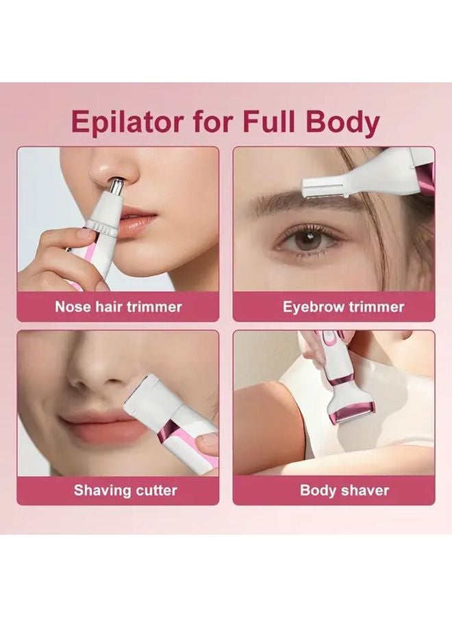 Pink 4 In 1 Women Trimmer Body Nose Eyebrow Razor USB Portable Gift - Image 2